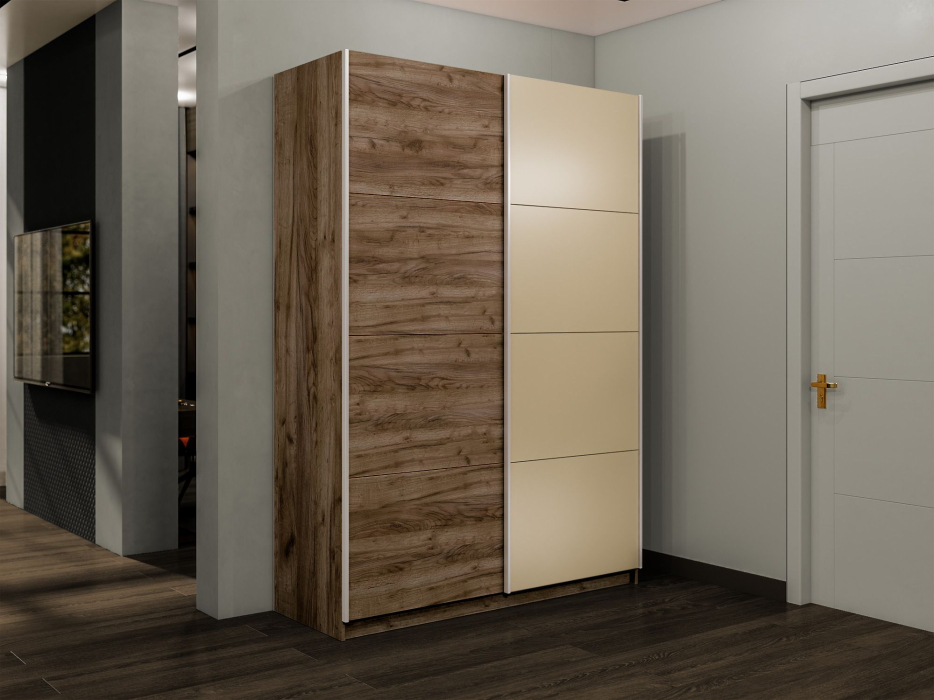 Шкафы-купе 2-х дверные, Шкаф-купе Прайм 2-х дверный ДСП/Стекло фисташка/Доводчики 140х57х230