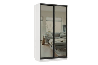 Шкаф-купе Премьер 01 (01ЗГ;01ЗГ) фасады зеркало графит/двухдверный/Профиль чёрный муар