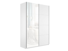 Шкафы-купе 2-х дверные, Шкаф-купе Прайм 2х дверный ДСП/Белый Глянец 160х57х230