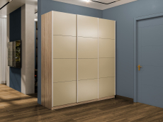 Шкафы-купе 3-х дверные, Шкаф-купе Эста 3-х дверный Стекла фисташка/Доводчик 240х66х240