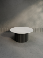 Журнальные столики, Стол круглый журнальный с черным металлическим подстольем GENGLASS TRUBIS Wood 100