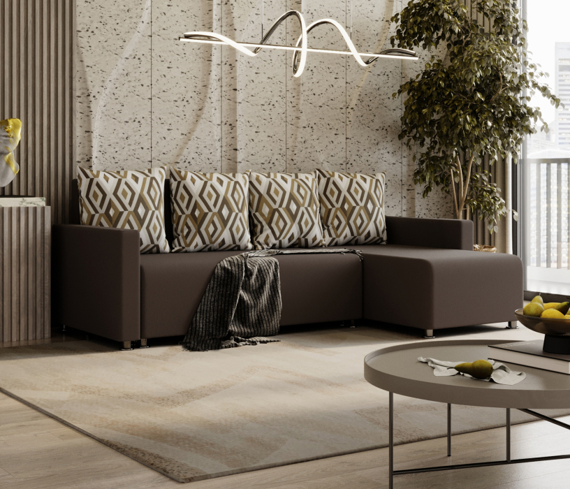 Диваны угловые в гостиную, Угловой диван-кровать Челси, велюр