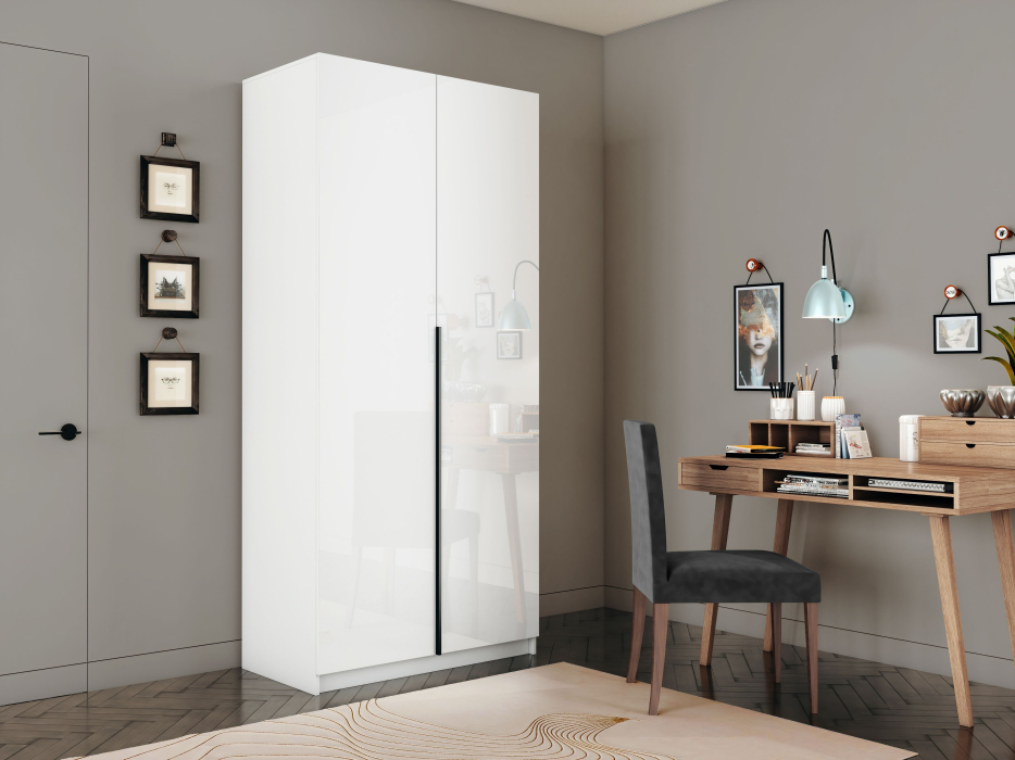 Шкафы распашные, Шкаф распашной Е1 Локер 101x52.5x220 см, с белым стеклом и модулем