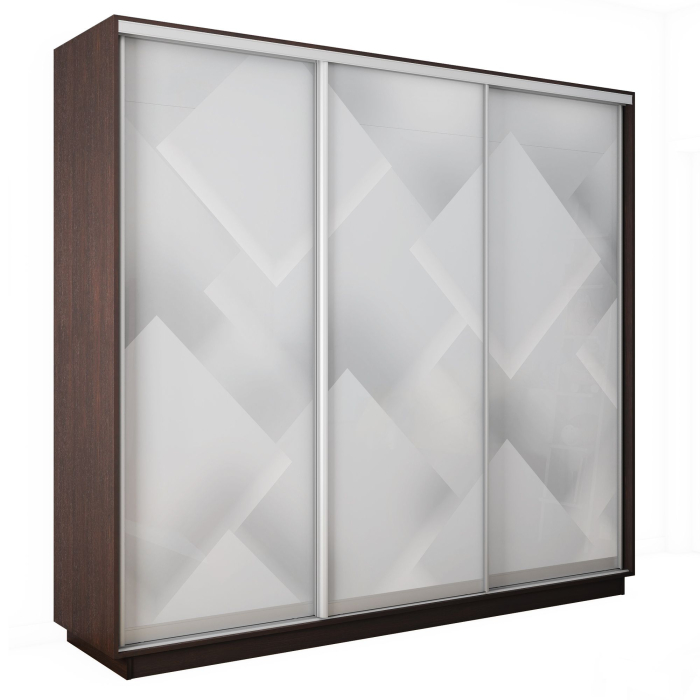 Шкафы-купе 3-х дверные, Шкаф-купе Экспресс 3-х дверный Фотопечать Квадрат Стекла 240х45х220