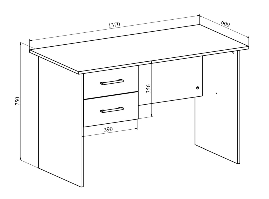 Прямые, Стол с тумбой  ОФ-113K+ОФ-21