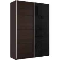 Шкафы-купе 2-х дверные, Шкаф-купе Прайм 2х дверный ДСП/Стекло черное 120х57х230