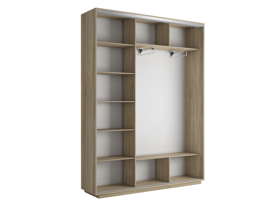 Шкафы-купе 3-х дверные, Шкаф-купе Экспресс Медиум (2 зеркала) трио 2400 x 2100 x 450