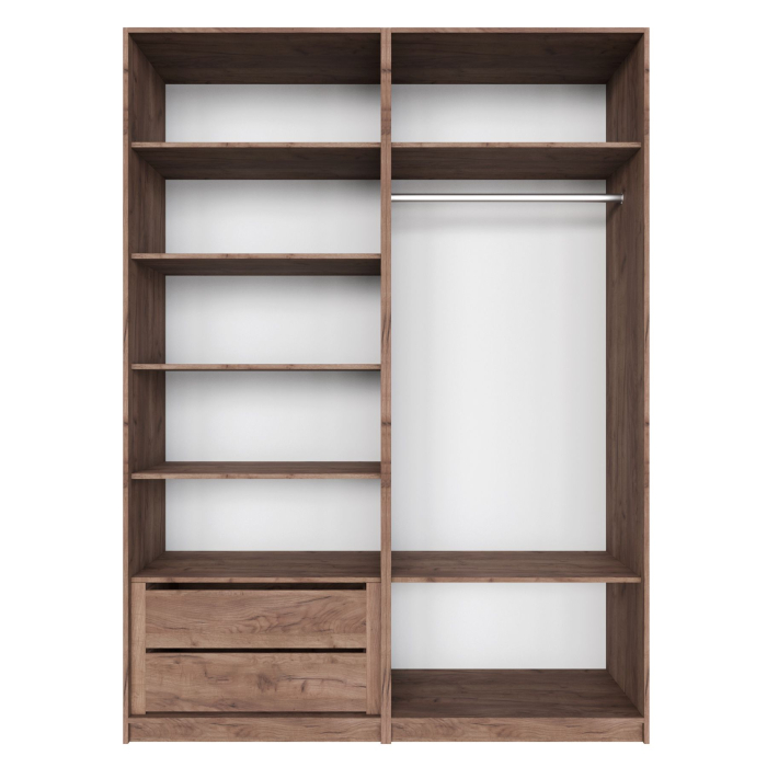 Шкафы распашные, Распашной шкаф Локер 800+800 (Гармошка с системой Push to Move/Правый) с полками и ящиками слева