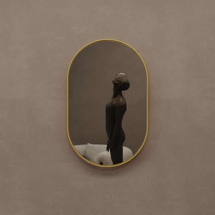 Зеркала в спальню, Дизайнерское настенное зеркало GENGLASS Nolvis S в металлической раме