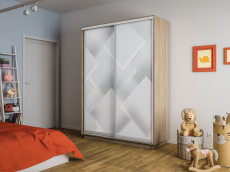 Шкафы-купе 2-х дверные, Шкаф-купе Экспресс 2-х дверный Фотопечать Квадрат Стекла 120х45х240