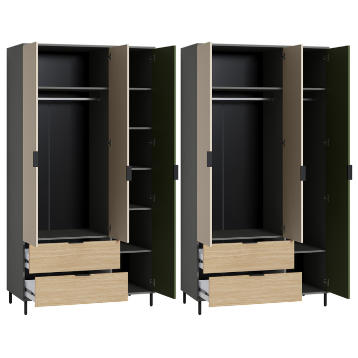 Для одежды, Шкаф Марвэл 16.317.03, темно-серый, сатин, плэйн, дымчатый зеленый