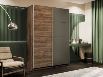 Шкаф-купе Прайм 2-х дверный ДСП/Стекло хаки/Доводчики 160х57х230