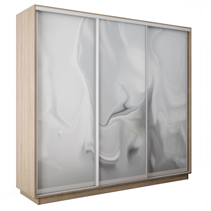 Шкафы-купе 3-х дверные, Шкаф-купе Экспресс 3-х дверный Фотопечать Шелк Стекла 210х45х240