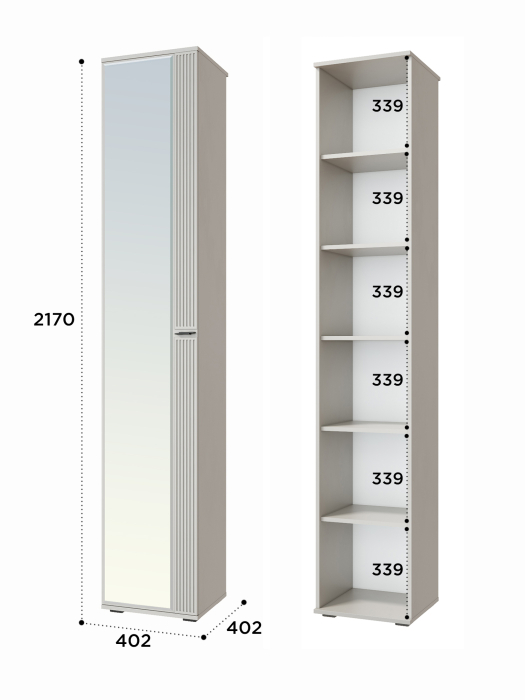 Шкафы одностворчатые, Шкаф-пенал Эмилия ЭЛ-12К с зеркалом