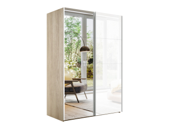 Шкаф Эста дуо Стекло белое/зеркало 2400 х 1800 х 660