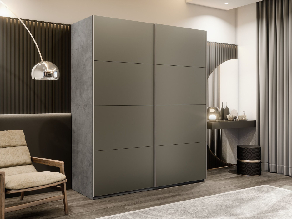 Шкафы-купе 2-х дверные, Шкаф-купе Эста 2-х дверный Стекла хаки/Доводчик 200х66х240