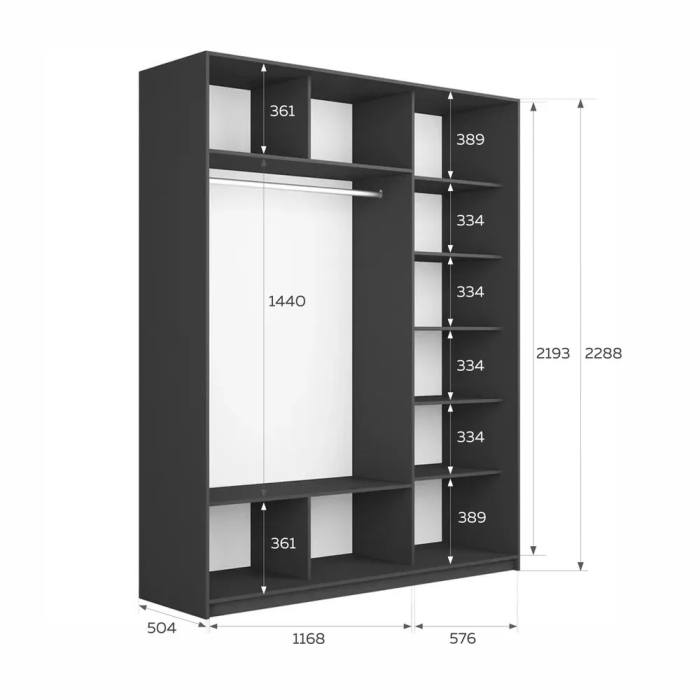 Шкафы-купе 3-х дверные, Шкаф-купе Прайм 3-х дверный Стекла пудра/ДСП/Доводчики 180х57х230