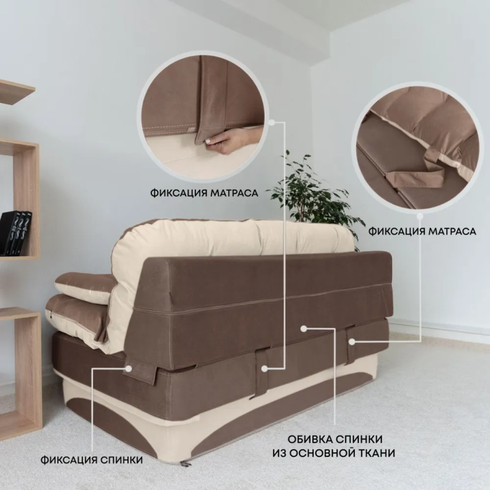 Дизайнерские диваны для гостиной, Бескаркасный диван-кровать Клиффорд 1950*930 мм велюр