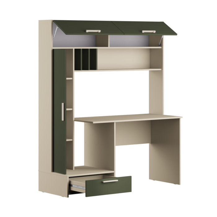 Прямые компьютерные столы, Стол письменный Лайт 03.243 Н, сатин, дымчатый зеленый