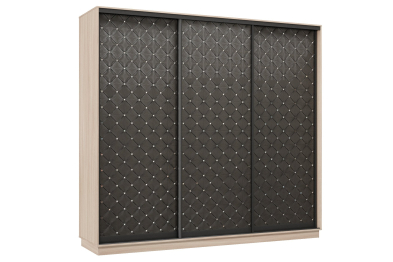 Шкаф-купе Премьер 58 (01РЧ;01РЧ;01РЧ) фасады ромб чёрный/трёхдверный/Профиль чёрный муар