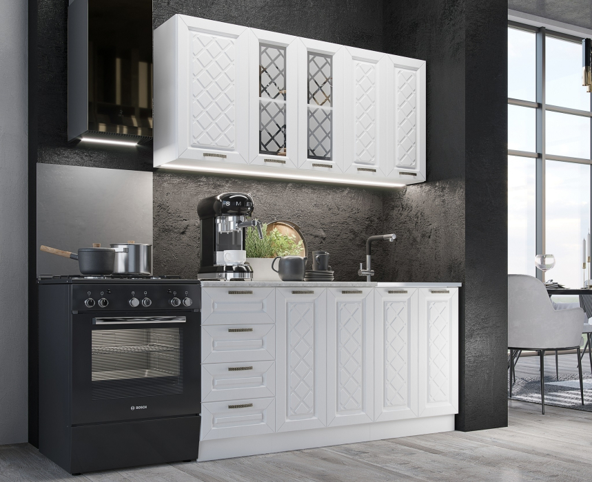 Кухонные гарнитуры, Кухня Агава Акация белая МДФ 1,6 м