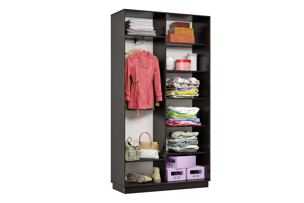 Шкафы-купе 2-х дверные, Шкаф-купе Премьер 03 (01ЗБ;01ЗБ) фасады зеркало бронза/двухдверный/Профиль чёрный муар