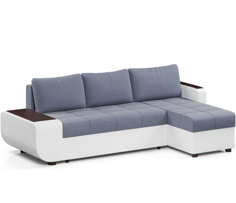 Диваны угловые в гостиную, Диван-кровать угловой Атланта со столиком еврокнижка,велюр+экокожа