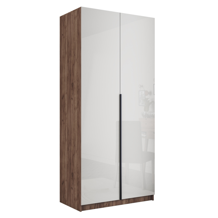 Шкафы распашные, Шкаф распашной Е1 Локер 101x52.5x220 см, с белым стеклом и модулем