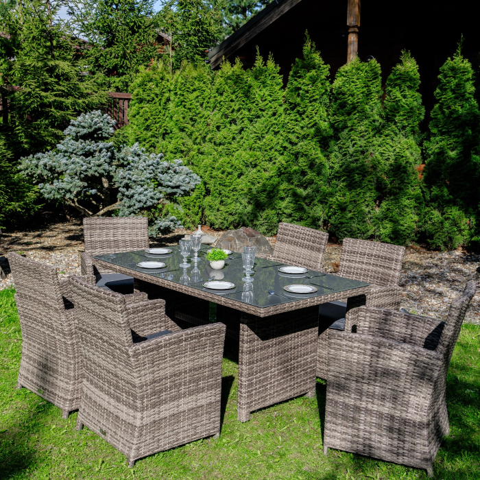 Комплекты мебели, Обеденный комплект FIONA из искусственного ротанга серый