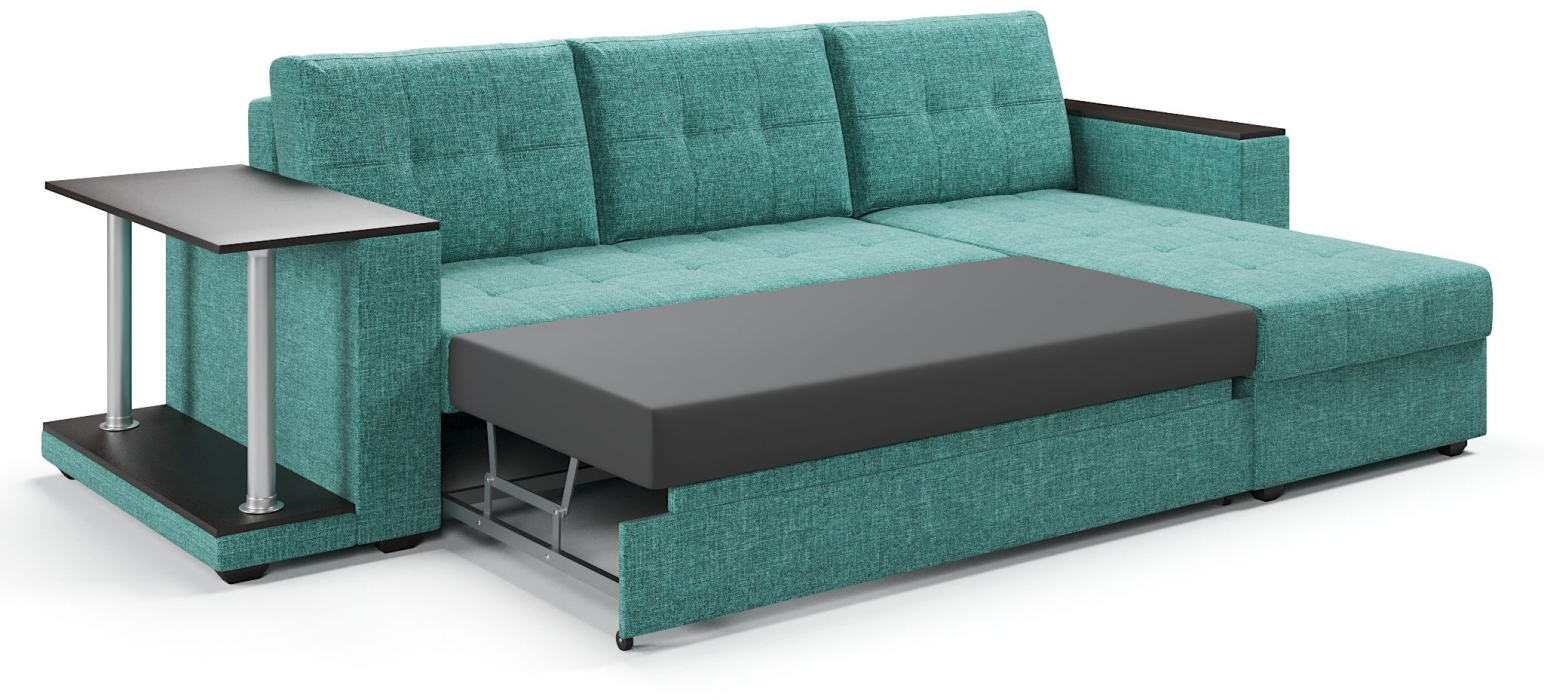 Диваны угловые в гостиную, Диван-кровать угловой со столом Атланта Классик 145 , рогожка