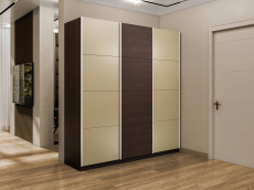 Шкафы-купе 3-х дверные, Шкаф-купе Эста 3-х дверный ДСП/Стекла фисташка/Доводчик 240х66х240