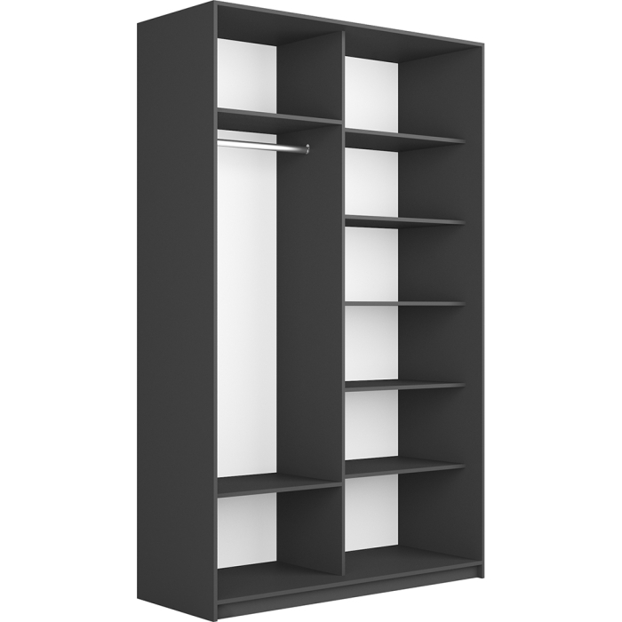 Шкафы-купе 2-х дверные, Шкаф-купе Прайм 2-х дверный Стекла черные/Доводчики 140х57х230