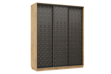 Шкафы-купе 3-х дверные, Шкаф-купе Премьер 21 (01РЧ;01РЧ;01РЧ) фасады ромб чёрный/трёхдверный/Профиль чёрный муар