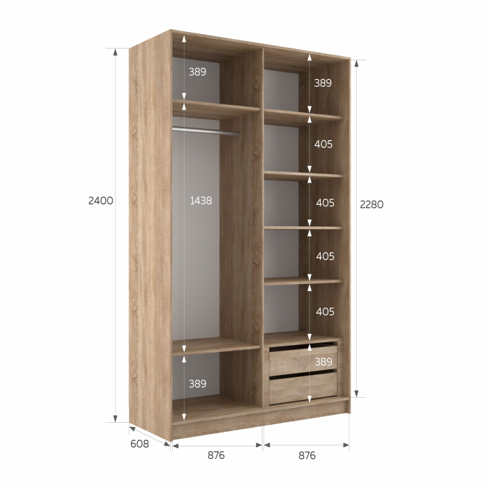 Шкафы-купе 2-х дверные, Шкаф-купе Эста 2-х дверный Стекла фисташка/Доводчик 180х66х240