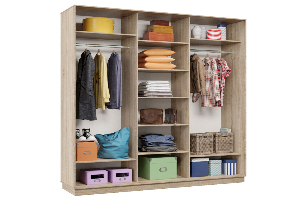 Шкафы-купе 3-х дверные, Шкаф-купе Премьер Лайт 54 (08;05;08) трехдверный