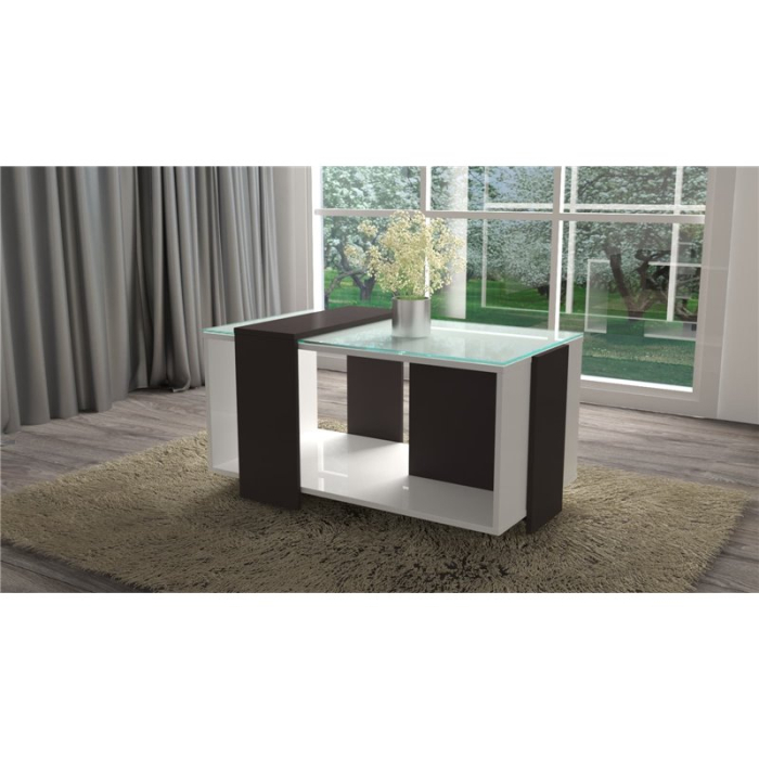 Журнальные столики, Стол журнальный-3, белый поры дерева, антрацит