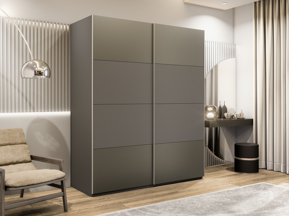 Шкафы-купе 2-х дверные, Шкаф-купе Эста 2-х дверный ДСП/Стекла хаки/Доводчик 180х66х240