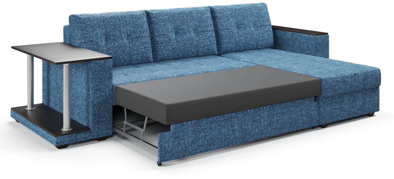 Диваны угловые в гостиную, Диван-кровать угловой со столом Атланта Классик 145 , рогожка