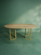 Обеденные столы, Стол овальный обеденный с золотым металлическим подстольем VIOLUR 180