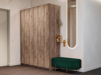 Шкаф складной Е1 Локер ("Гармошка" с системой Push to Move/Правый)162х52.5х220 см,с двумя комплектами полок и двумя модулями