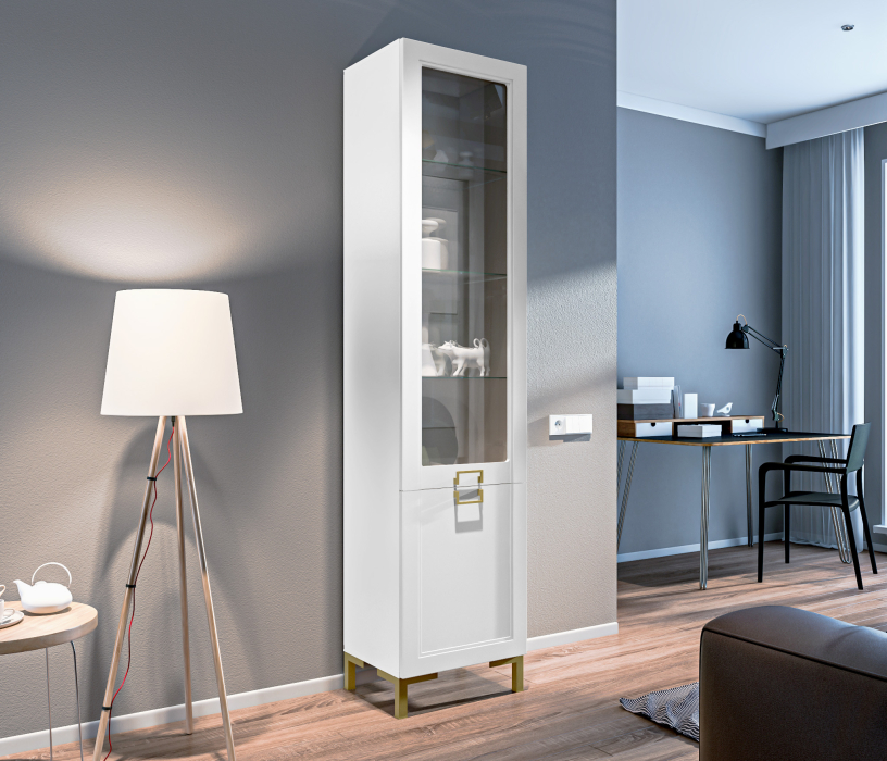 Витрины, Шкаф-витрина Ассоль СБ-3429 Белый/МДФ Белый