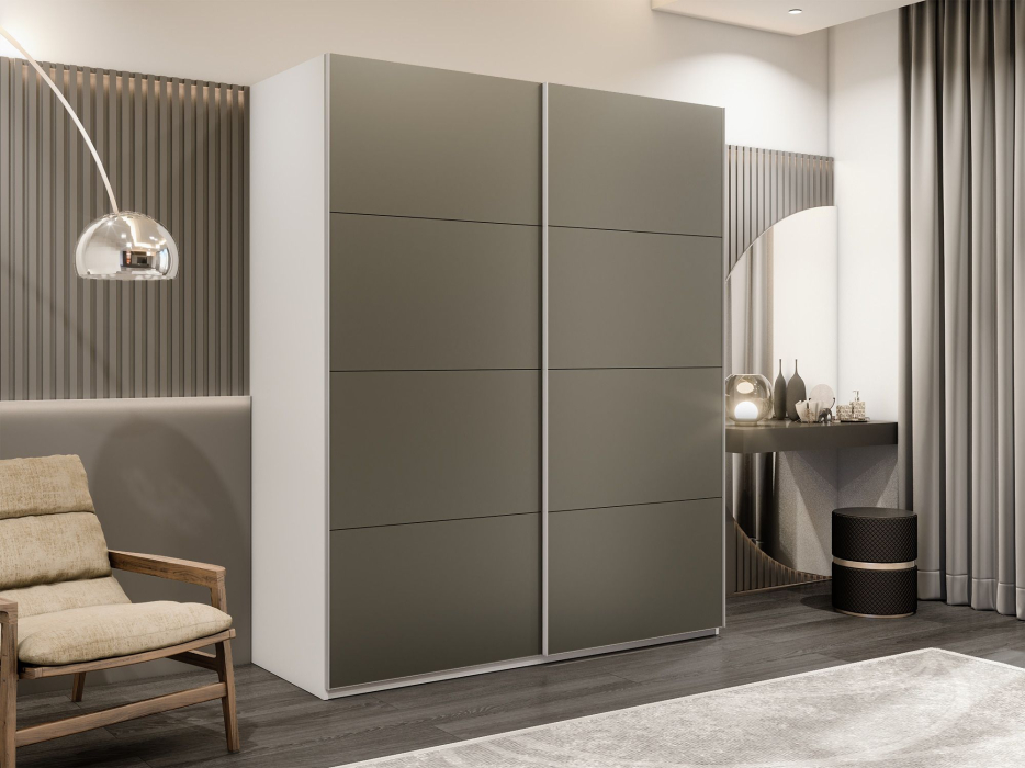 Шкафы-купе 2-х дверные, Шкаф-купе Эста 2-х дверный Стекла хаки/Доводчик 160х66х240