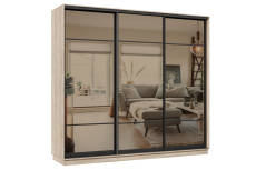 Шкафы-купе 3-х дверные, Шкаф-купе Премьер 36 (11ЗБ;11ЗБ;11ЗБ) фасады зеркало бронза/трёхдверный/Профиль чёрный муар