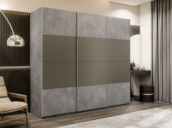 Шкаф-купе Эста 3-х дверный ДСП/Стекла хаки/Доводчик 240х66х240