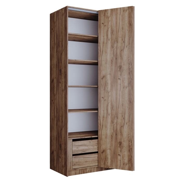 Шкафы распашные, Шкаф складной Е1 Локер ("Гармошка" с системой Push to Move/Правый)101х52,5х220 см, с полками и модулем