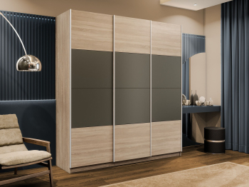 Шкаф-купе Эста 3-х дверный ДСП/Стекла хаки/Доводчик 300х66х240