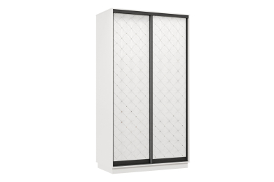 Шкаф-купе Премьер МИНИ 04 (01РБ;01РБ) фасады ромб белый/двухдверный/Профиль чёрный муар
