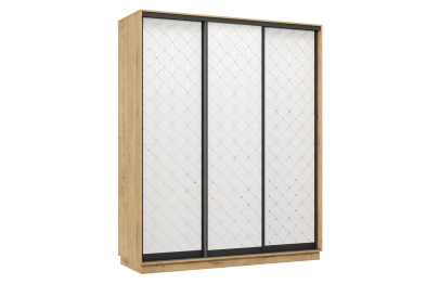 Шкаф-купе Премьер 21 (01РБ;01РБ;01РБ) фасады ромб белый/трёхдверный/Профиль чёрный муар