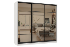 Шкафы-купе 3-х дверные, Шкаф-купе Премьер 36 (11ЗБ;11ЗБ;11ЗБ) фасады зеркало бронза/трёхдверный/Профиль чёрный муар