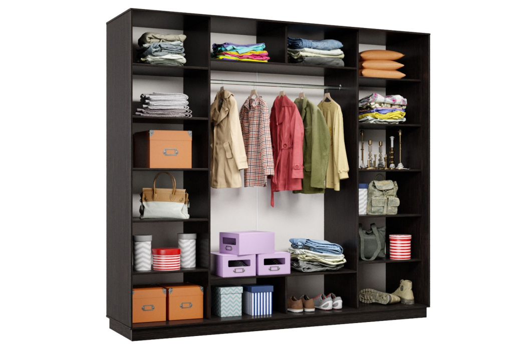 Шкафы-купе 3-х дверные, Шкаф-купе Премьер 60 (01ЗБ;01ЗБ;01ЗБ) фасады зеркало бронза/трёхдверный/Профиль чёрный муар